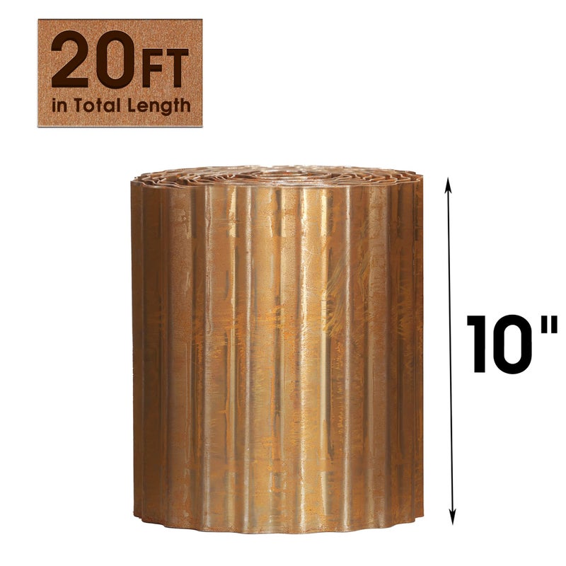 Worth Garden 20 Feet Pre-Rusted Corrugated Edging - 10"" H. Sturdy Steel Landscape Lawn Edging - Bendable Metal Long Strips of Garden Border for Raised Flower Bed Tree Surrounds - Image 2
